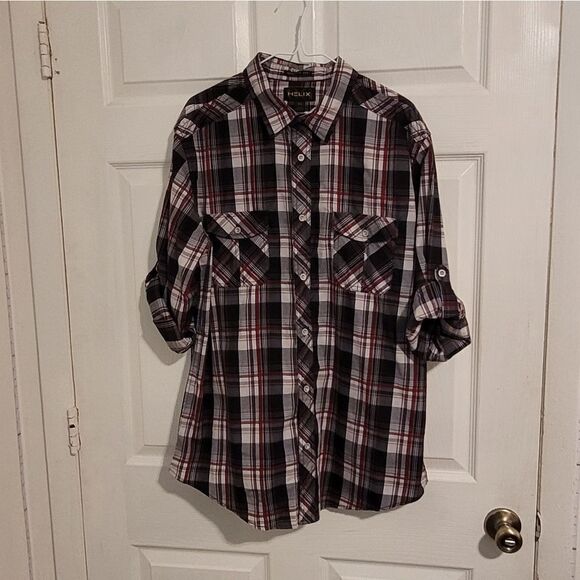 Helix Athletic Fit plaid men's shirt - Picture 1 of 8